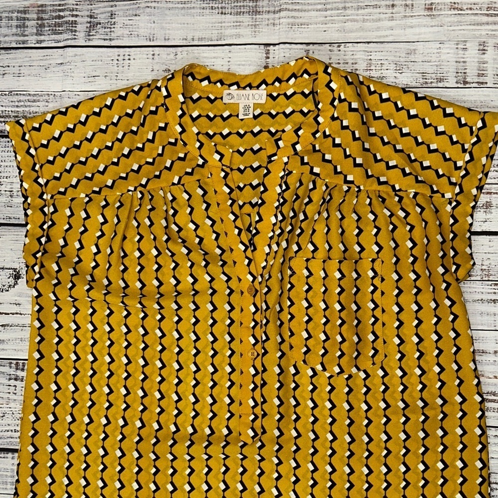Eliane Rose Mustard Patterned Blouse Sz.‎ S - Picture 3 of 7